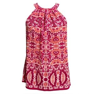 Floral Pink Sleeveless Blouse